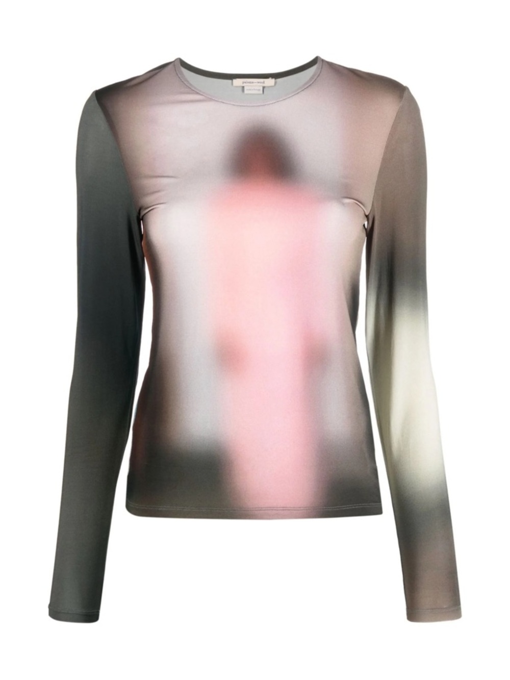 Paloma Wool Long-Sleeve Ombre Sheath Top in Pink and Gray